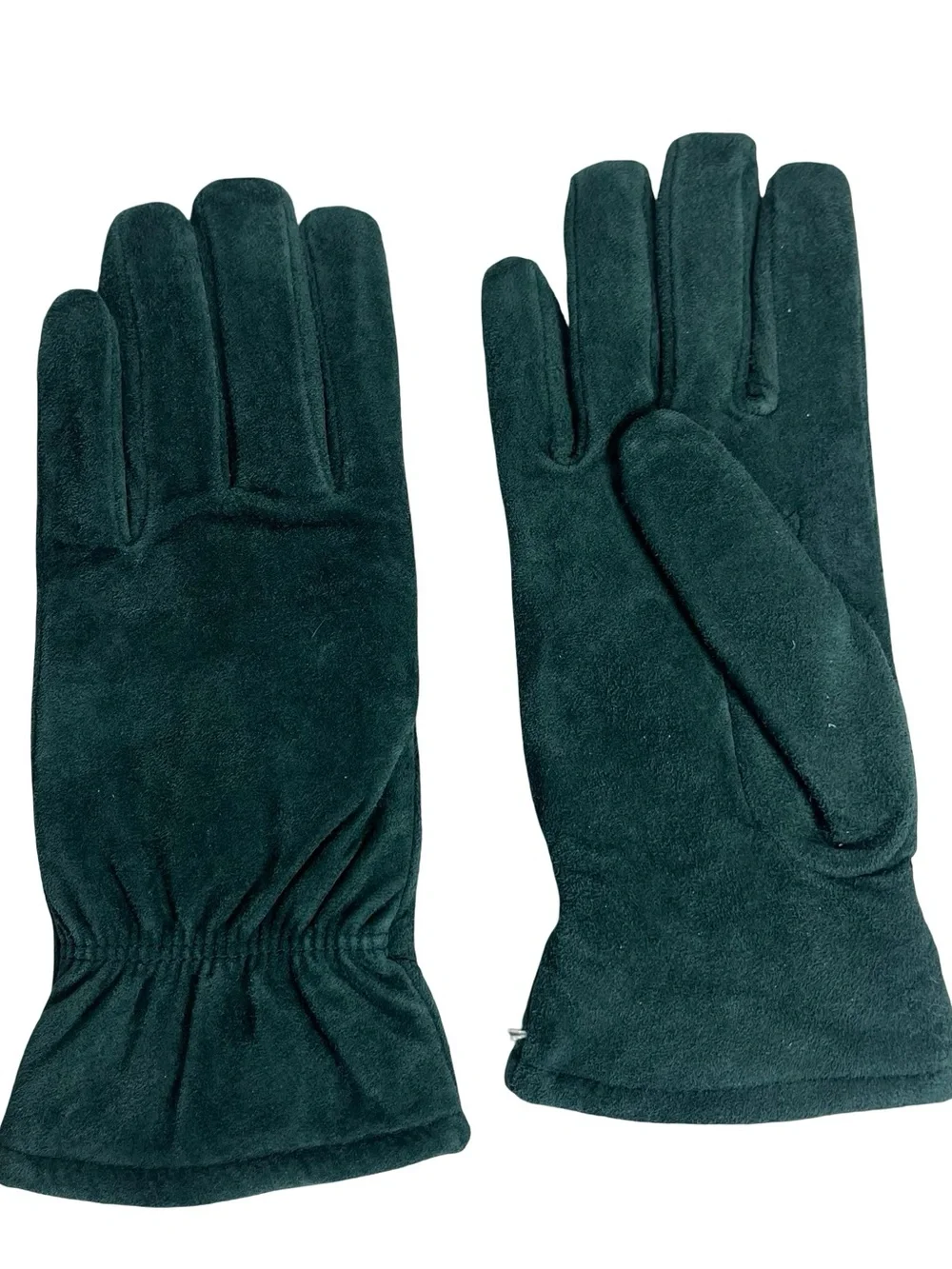 Vtg 1997 Isotoner Women Green Suede Leather Gloves 100% Lined Aris 115 Sz Medium